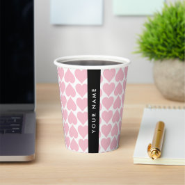 Rosa Herzen, Romantik, Ihr Name, Personalisieren Pappbecher