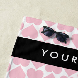 Rosa Herzen, Romantik, Ihr Name, Personalisieren Strandtuch