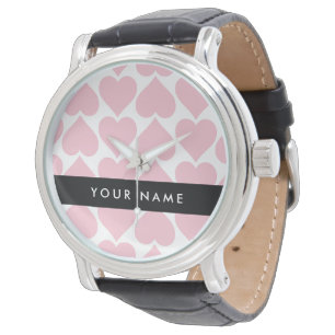 Rosa Herzen, Romantisch, Ihr Name, Personalisieren Armbanduhr