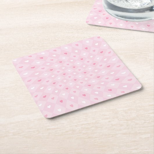 Rosa Herzen Romantische Party Quadratischer Papier Rechteckiger Pappuntersetzer (angewinkelt)