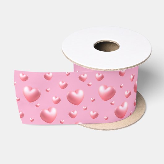 Rosa Herzen Satinband (Spule)