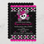 Rosa Herzen, Schädel und Party Einladungen (Vorne/Hinten)