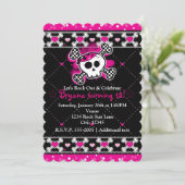 Rosa Herzen, Schädel und Party Einladungen (Stehend Vorderseite)