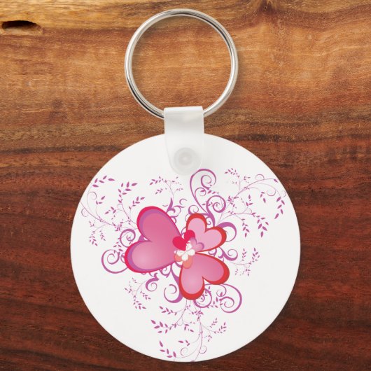 Rosa Herzen Schlüsselanhänger (Vorderseite)