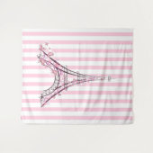 Rosa Herzen & Schmetterlinge Paris Eiffelturm Girl Wandteppich (Vorderseite (Horizontal))