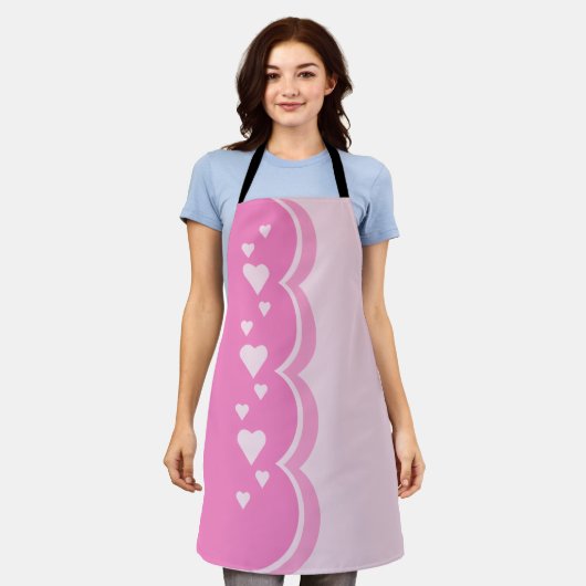 Rosa Herzen Schürze (Getragen)