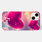 Rosa Herzen Schwebende goldene Himmel Case-Mate iPhone Hülle (Rückseite (Horizontal))