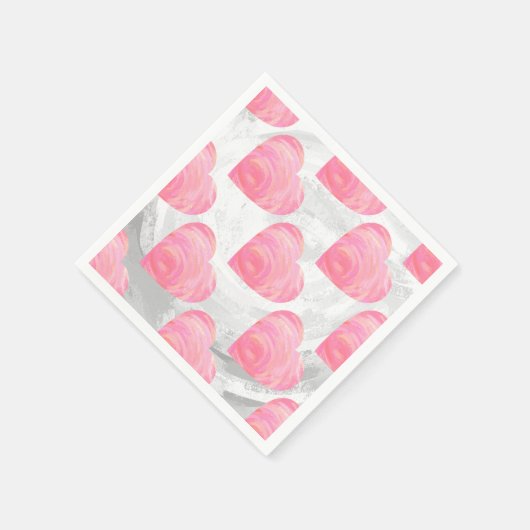 Rosa Herzen Serviette (Ecke)