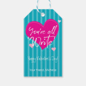 Rosa Herzen Sie sind alle "schreiben" Klassenzimme Geschenkanhänger (Rückseite)