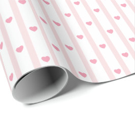 Rosa Herzen, Streifen, Geburtstag, Valentin, Dusch Geschenkpapier