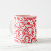 Rosa Herzen u. SugarSkulls Zweifarbige Tasse (Vorderseite Links)