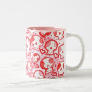 Rosa Herzen u. SugarSkulls Zweifarbige Tasse