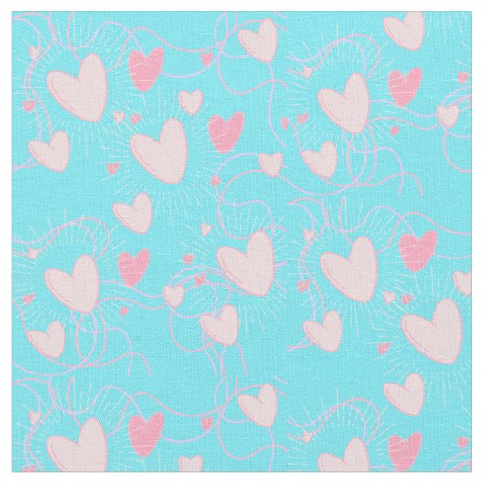 Rosa Herzen und Aqua Stoff (Nahaufnahme)