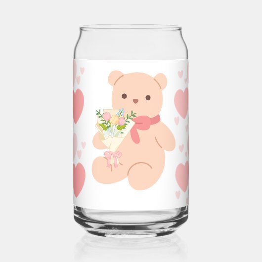 rosa Herzen und Bär Dosenglas (Links)