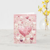 Rosa Herzen und Blume Valentinins Gruß Karte (Gelbe Blume)