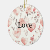 Rosa Herzen und Blumen Liebe Keramik Ornament (Links)