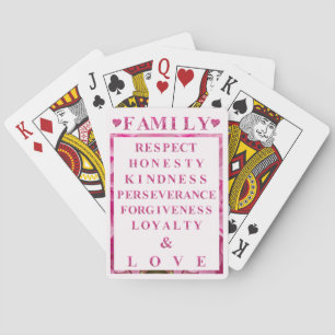 Rosa Herzen und Buchstaben, Familienwerte - Nacht Spielkarten