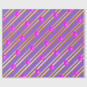 Rosa Herzen und goldene Streifen Geschenkpapier (Flach)