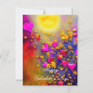 Rosa Herzen und Goldflakes Valentinstag Feiertagskarte