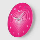 Rosa Herzen und Ihr Name - Text - Romantische Mode Große Wanduhr (Winkel)