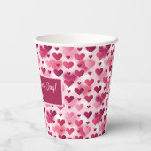Rosa Herzen und individueller Text - Thema des Val Pappbecher (Rückseite)