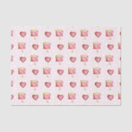 Rosa Herzen und Kuchen (Design 60 Pink Serie) Seidenpapier