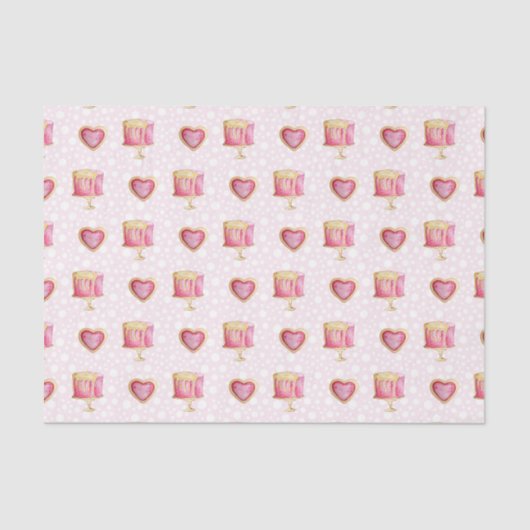 Rosa Herzen und Kuchen (Design 60 Pink Serie) Seidenpapier (Vorderseite)