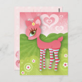 Rosa Herzen und Liebe Dez Postkarte (Vorne/Hinten)