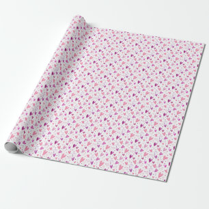 Rosa Herzen und Polka Punkte: Romantische Freude. Geschenkpapier