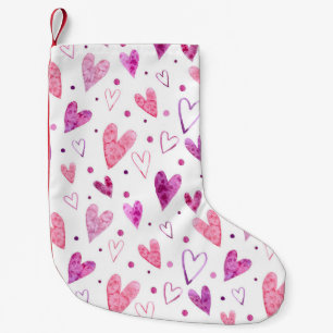 Rosa Herzen und Polka Punkte: Romantische Freude. Kleiner Weihnachtsstrumpf