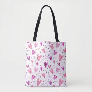 Rosa Herzen und Polka Punkte: Romantische Freude. Tasche