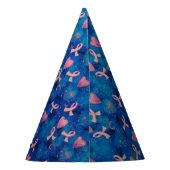 Rosa Herzen und rosa Ribbons Party Hat Partyhütchen (Rückseite)