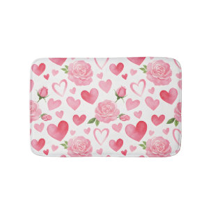 Rosa Herzen und Rose Badematte