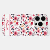 Rosa Herzen und Rose Case-Mate iPhone Hülle (Rückseite (Horizontal))
