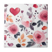 Rosa Herzen und Rose Fliese (Vorderseite)