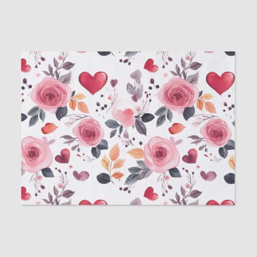 Rosa Herzen und Rose Seidenpapier (Vorderseite)