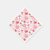Rosa Herzen und Rose Serviette (Ecke)
