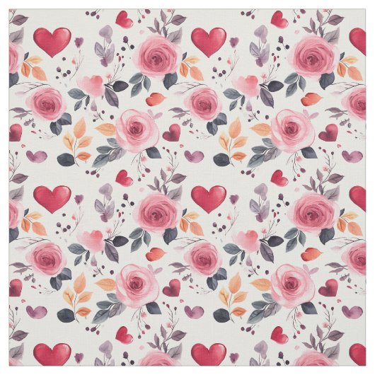 Rosa Herzen und Rose Stoff (Muster)