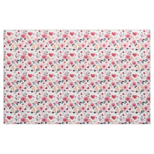 Rosa Herzen und Rose Stoff (Fat Quarter (45,7 x 55,9 cm))