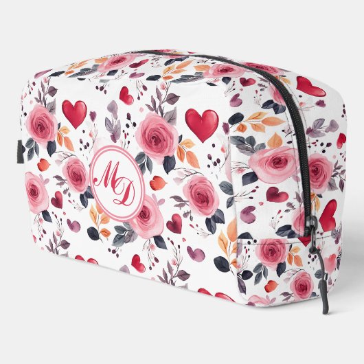 Rosa Herzen und Rose Waschbeutel (Rechte Ecke)