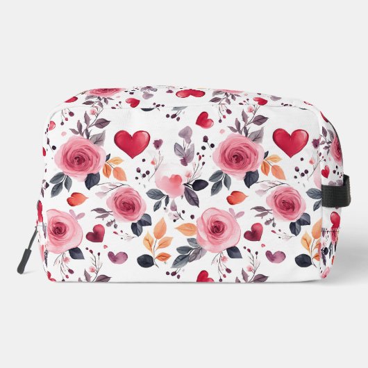 Rosa Herzen und Rose Waschbeutel (Rückseite)