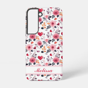 Rosa Herzen und Rosen Samsung Galaxy Hülle