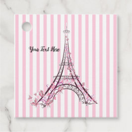 Rosa Herzen und Schmetterlinge Paris Eiffel Tower  Geschenkanhänger