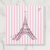 Rosa Herzen und Schmetterlinge Paris Eiffel Tower Geschenkanhänger (Rückseite)