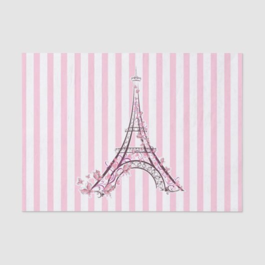 Rosa Herzen und Schmetterlinge Paris Eiffel Tower  Seidenpapier (Vorderseite)