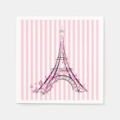 Rosa Herzen und Schmetterlinge Paris Eiffel Tower Serviette (Vorderseite)