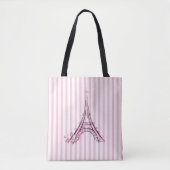 Rosa Herzen und Schmetterlinge Paris Eiffelturm Tasche (Vorderseite)