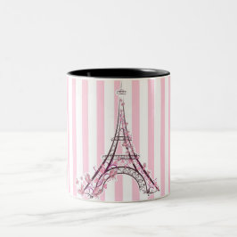 Rosa Herzen und Schmetterlinge Paris Eiffelturm Zweifarbige Tasse