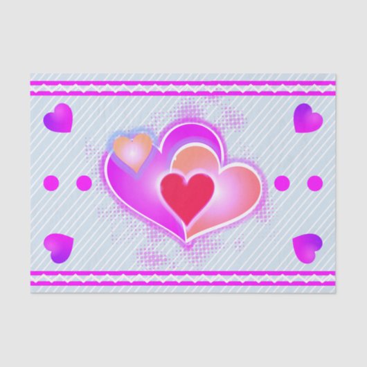 Rosa Herzen und Streifen Seidenpapier (Vorderseite)