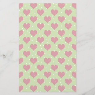 Rosa Herzen und weiße Polka-Punkte-Muster Briefpapier